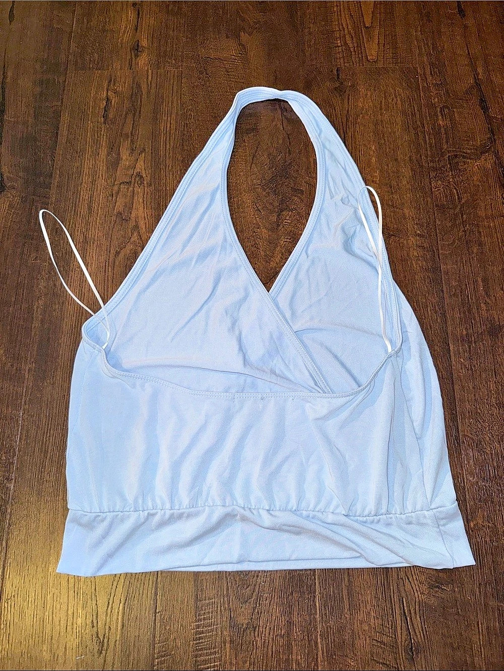 BDG Ari Halter Wrap-Front Crop Top Blue